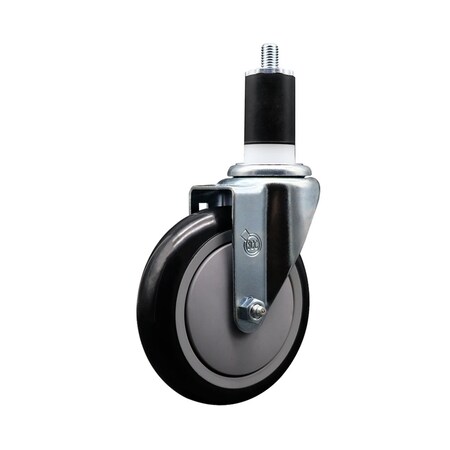 Service Caster 5'' Black Poly Wheel Swivel 1-1/2'' Expanding Stem Caster SCC-EX20S514-PPUB-BLK-112